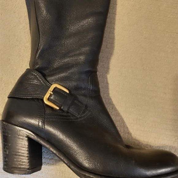 Prada Zipper Leather Boots Black 36